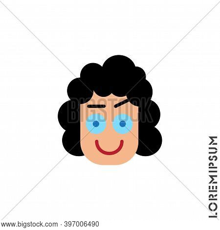 Big Smile Contented Smile With Raised Eyebrow Emoticon Girl, Woman Icon Vector Illustration. Style. 