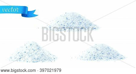 Detergent Shirt. Soap White Texture With Scoop. Liquid Powder In Cup For Washing Machine. Laundry Wa