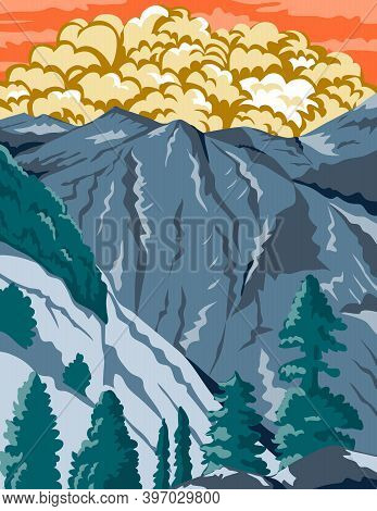Wpa Poster Art Of The Kings Canyon National Park, An American National Park In Southern Sierra Nevad