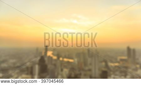 City Heatwave Blur Background Of Rooftop Party Blurry Sunrise Or Happy Golden Hour Sunset Evening Wi