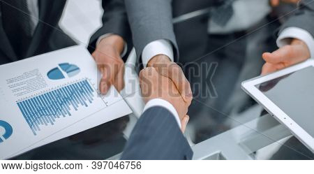 Business handshake. Business handshake and business people conce