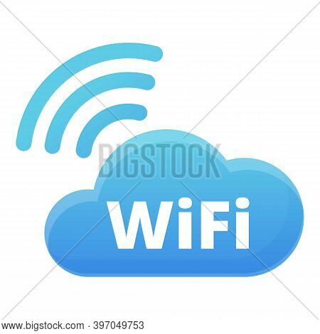 Free Wifi Cloud Icon. Cartoon Of Free Wifi Cloud Vector Icon For Web Design Isolated On White Backgr