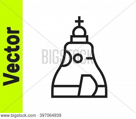 Black Line The Tsar Bell In Moscow Monument Icon Isolated On White Background. Vector
