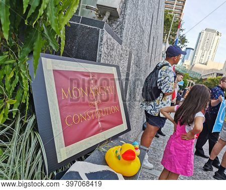 Brisbane, Australia - November 29, 2020: Group Of Protestors Peacefully Rally At King George Square,
