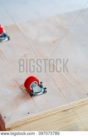 Fixing Castor Wheel To The Wooden Plywood, Furniture Making.
