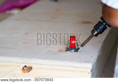Fixing Castor Wheel To The Wooden Plywood, Furniture Making.