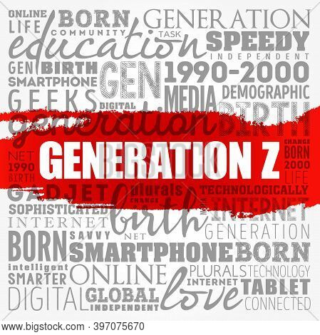 Generation Z Word Cloud Collage, Concept Background