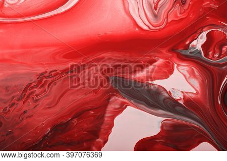 Monochrome Red Futuristic Background.mixed Nail Polishes, Make Up Concept.beautiful Stains Of Liquid