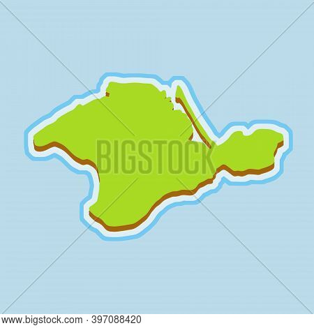 Map Of The Crimean Peninsula. Territory Of Russia And Ukraine. Southern Resort. Green Area. Flat Car