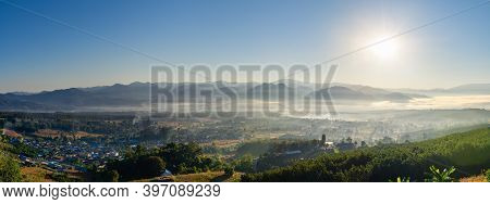 Sunrise And Sea Of Clouds Over Pai District At Sunrise From Yun Lai Viewpoint. Pai,mae Hong Son,thai