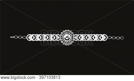 Vector Illustration Of Ladies Stone Bracelet Isolated On Black Background
