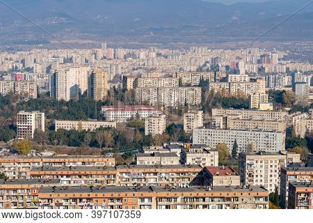 Tbilisi, Georgia - 28 November, 2020: View Of The Residential Areas Of Tbilisi