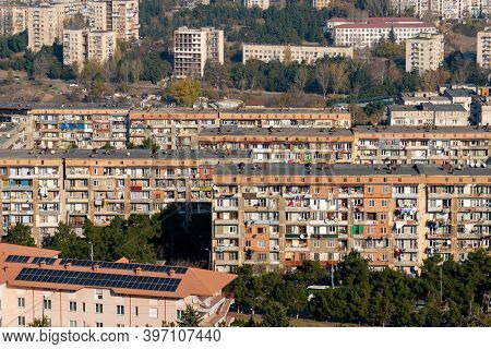 Tbilisi, Georgia - 28 November, 2020: View Of The Residential Areas Of Tbilisi