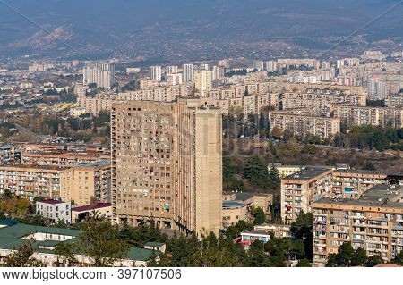 Tbilisi, Georgia - 28 November, 2020: View Of The Residential Areas Of Tbilisi