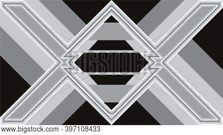 Image Of A Triangle Shape, Abstract Vector Graphic Design In Black And White Color.
