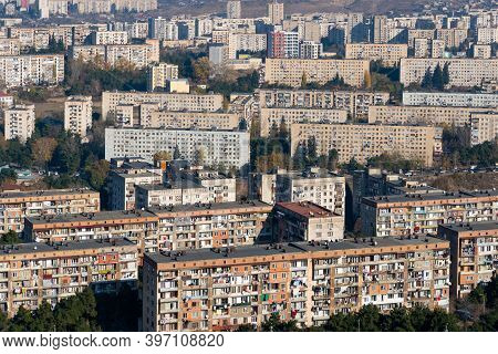Tbilisi, Georgia - 28 November, 2020: View Of The Residential Areas Of Tbilisi