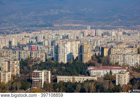 Tbilisi, Georgia - 28 November, 2020: View Of The Residential Areas Of Tbilisi