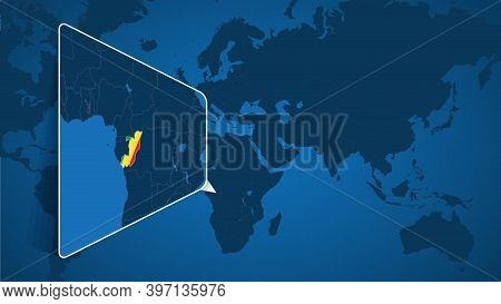 Location Of Congo On The World Map With Enlarged Map Of Congo With Flag. Geographical Vector Templat