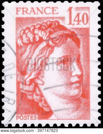 Saint Petersburg, Russia - September 27, 2020: Postage Stamp Issued In The France With The Image Of 