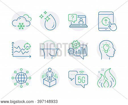 Science Icons Set. Included Icon As Faq, International Globe, Face Scanning Signs. Water Drop, Seo A