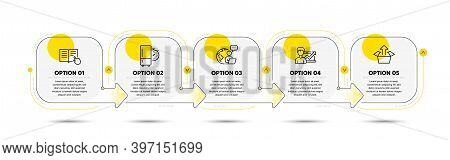 Refrigerator Timer, Success Business And Send Box Line Icons Set. Timeline Process Flowchart. Read I