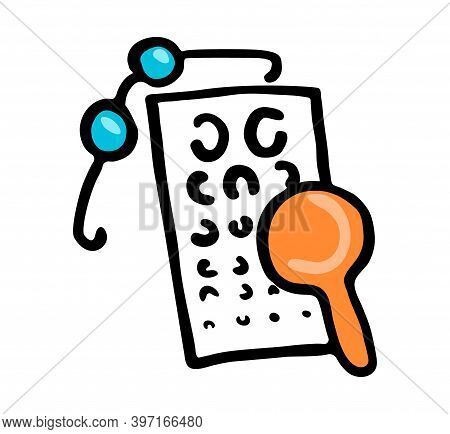 Vector Illustration Element, Doodle Object With Image Abstract Table For Checking Vision, Partition 