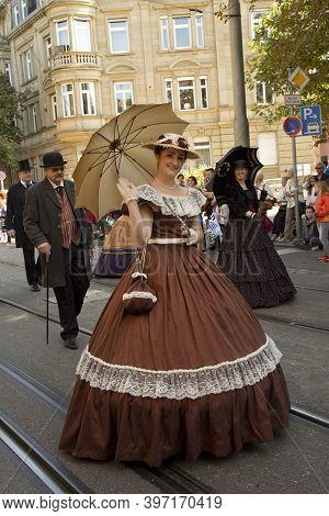Stuttgart, Germany, 25 September 2016. Volksfest In Stuttgart. The March Through The City Center.
