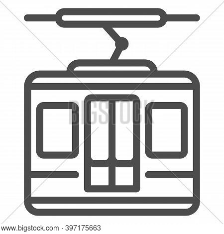 Funicular Line Icon, World Snowboard Day Concept, Ski Cable Lift Sign On White Background, Ski Cabin
