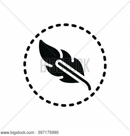 Black Solid Icon For Soft Feather Bland Pulpy Waxen Calligraphy Smooth Fluffy Bird Lightweight