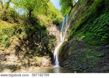 Russia. Sochi. Orekhovsky Waterfall On Bezumenks River - Natural Sight In The Neighborhood Of The Ci