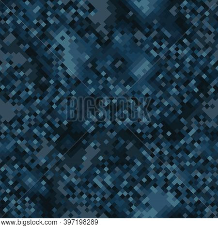 Military Camouflage Seamless Pattern. Navy Marine Digital Pixel Style.