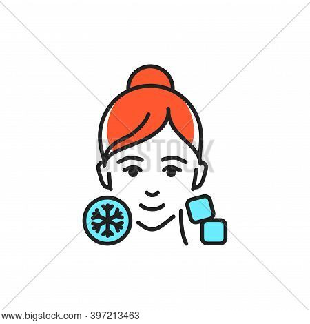 Cryolifting Face Color Line Icon. Pictogram For Web Page, Mobile App, Promo.
