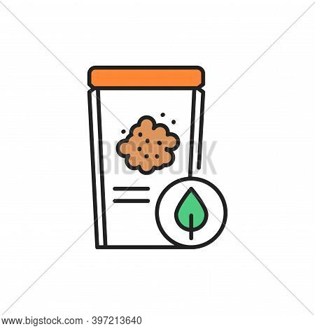 Packaging Organic Flax Seeds Color Line Icon. Pictogram For Web Page, Mobile App, Promo.