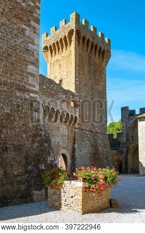 Pienza, Italy - September 20, 2019: The Castle Of Spedaletto (twelth Centuy) Currently Used As A Far