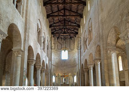 Castelnuovo Dell'abbate, Italy - September 20, 2019: Municipaliry Of Montalcino, The Nave Of The St.