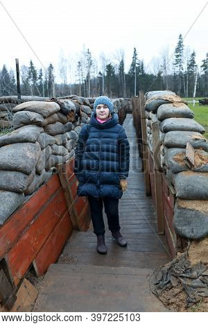 Woman In Trench Of Second World War