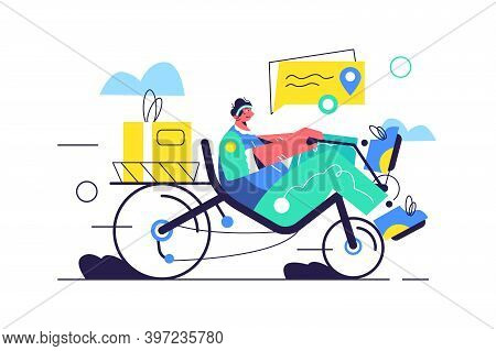 The Guy Delivers The Goods On A Recumbent Bike