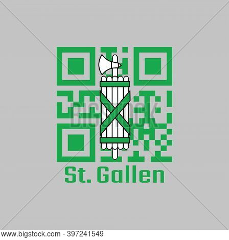 Qr Code Set The Color Of Sankt Gallen Flag, The Canton Of Switzerland With Text St. Gallen.