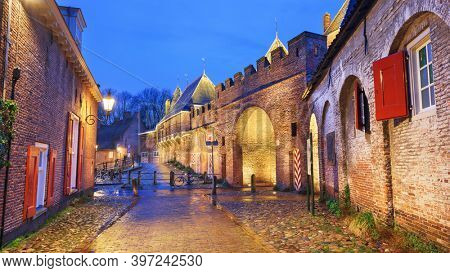 Amersfoort, Netherlands at the historic Koppelpoort at dawn.