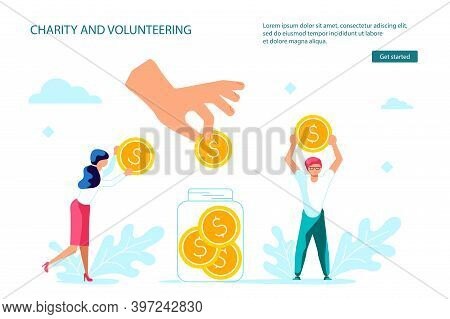 Landing Webpage Template Of Donating Money Vector