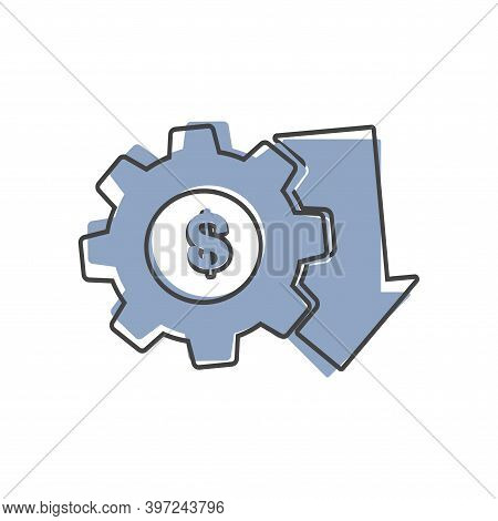 Cost Reduction Vector Icon Cartoon Style On White Isolated Background.