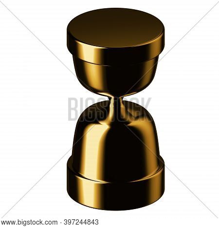 Sandclock 3d Illustration In Cartoon Metal Style Not White Background.
