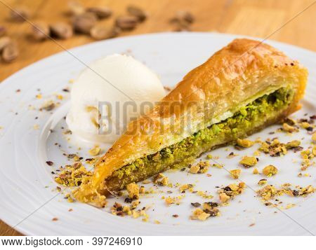 Carrot Slice Baklava, Baklava With Pistachio. Turkish Traditional Dessert. Turkish Name 