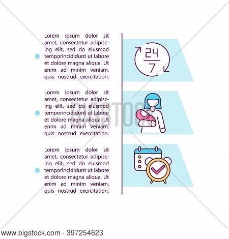 Breastfeeding Schedule Concept Icon With Text. On-demand Nursing. Breastfed Infants. 24 Hour Period.