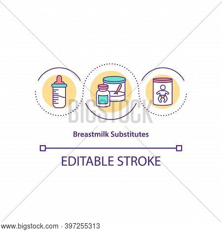 Breastmilk Substitutes Concept Icon. Infant Formula Idea Thin Line Illustration. Breastmilk Alternat