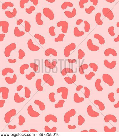 Vector Seamless Pattern Of Colored Leopard Spots Fur Print Isolated On Pink Background