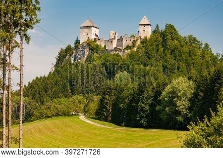 The partially ruined Gallenstein Castle, founded in 1278. Municipality of Sankt Gallen, district Liezen, state of Styria, Austria