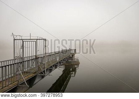 Lake Overflow Structure At Lake Gebart In City Zalaegerszeg, Hungary