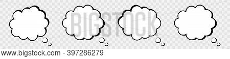 Blank Retro Comic Speech Bubble. Set Clouds Isolated On Gray Background. Vector Design Elements For 