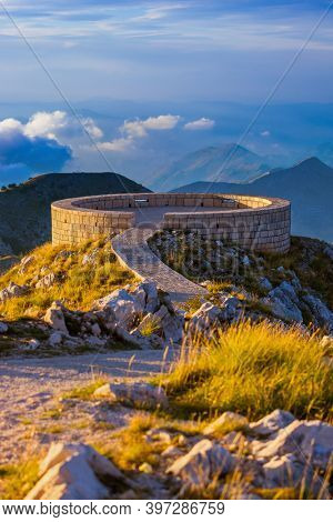 Lovcen Mountains National park at sunset in Montenegro